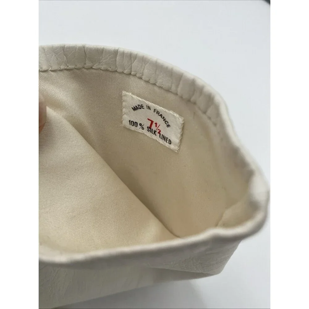 Vintage Womens Saks Fifth Avenue White Leather Long Gloves 7 1/2 Made in France